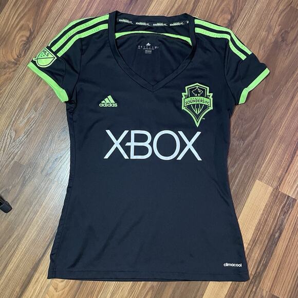 Adidas Women’s S Seattle Sounders FC 2014/2015 Pitch Black Xbox Third Kit Jersey - Picture 1 of 8